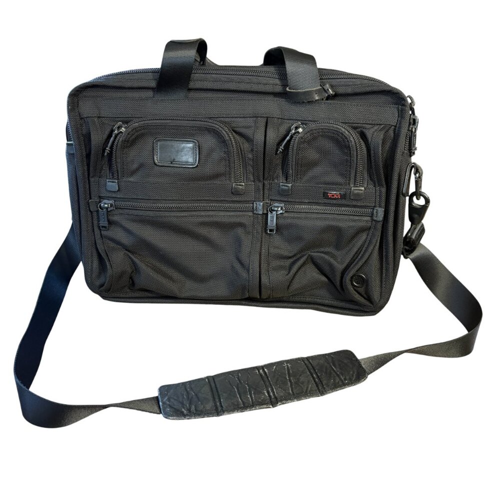 Tumi Alpha Briefcase Ballistic Laptop Bag Black Nylon Expandable 26141DH